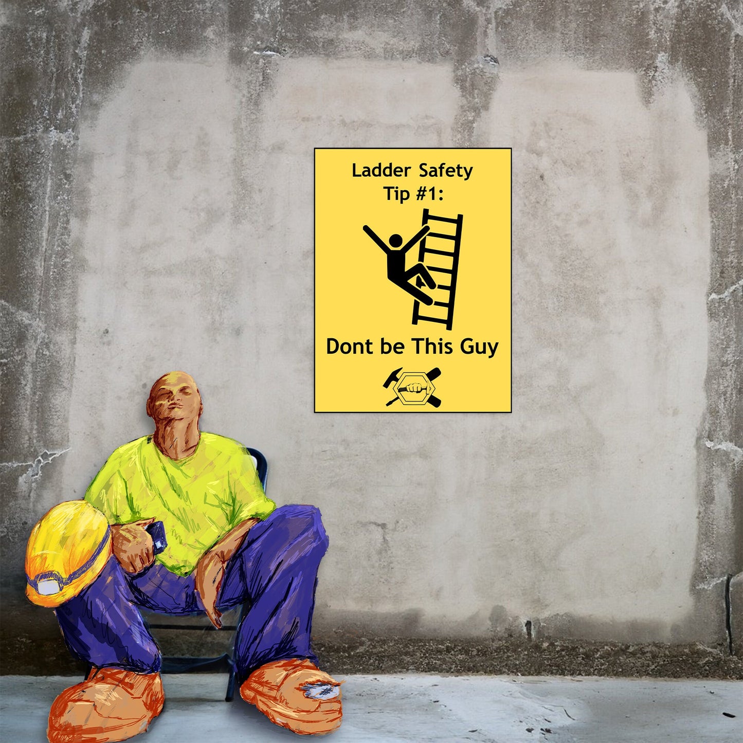 Ladder Safety (Sticker) Great For Hardhats, Construction Sites