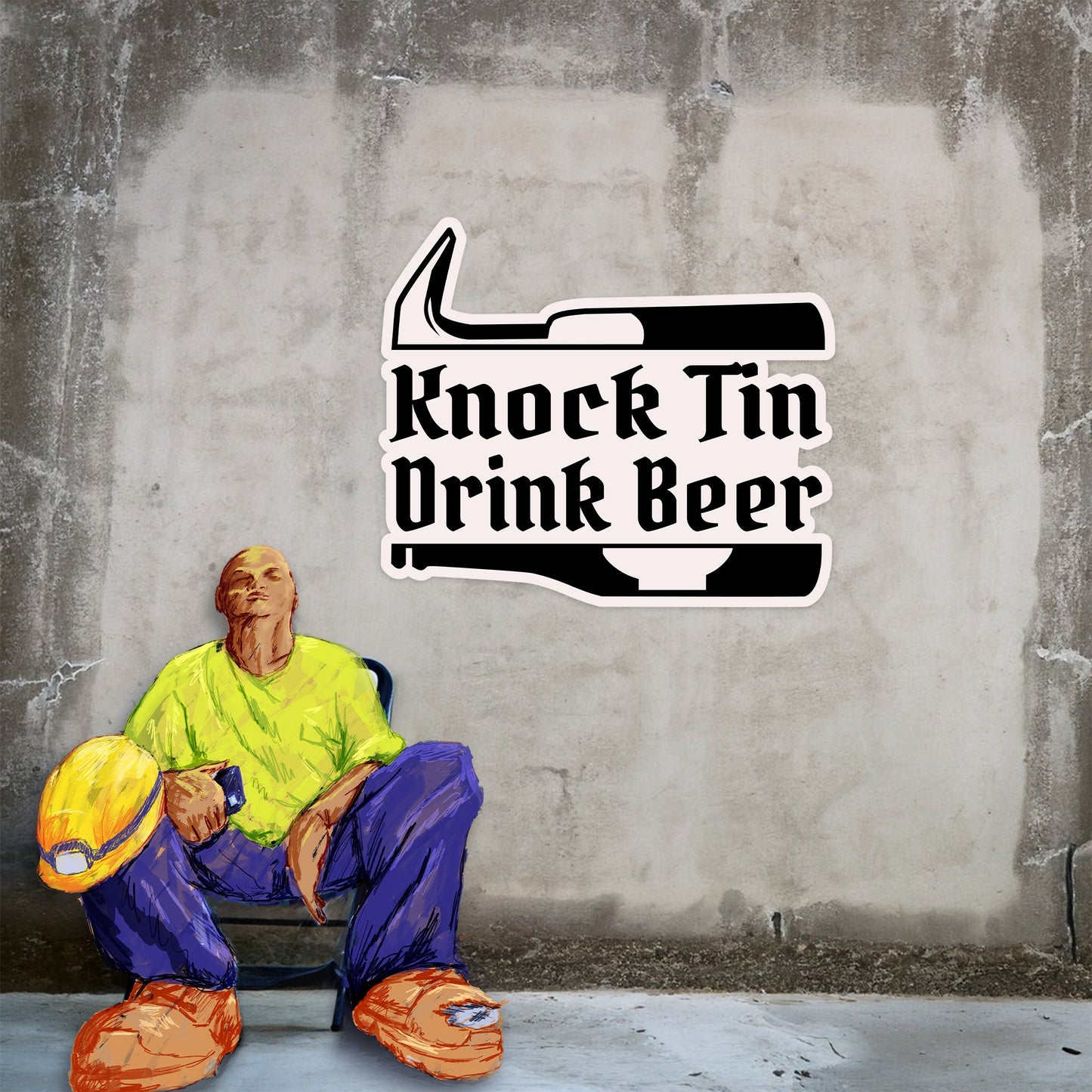 Knock Tin Drink Beer (Sticker)